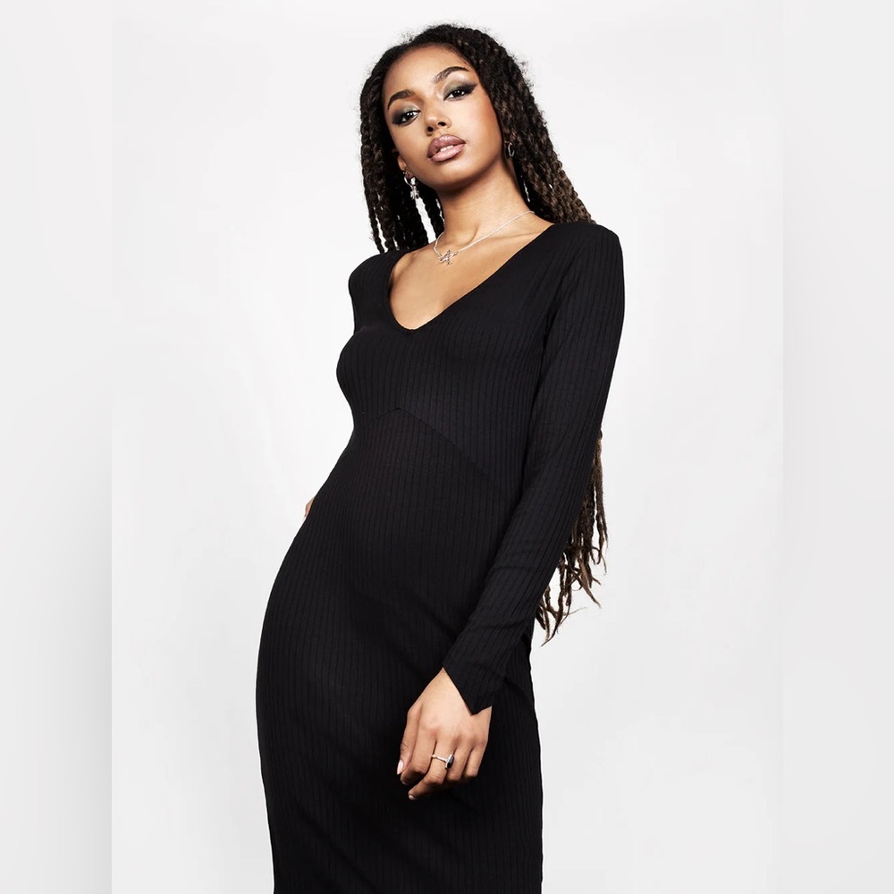 Elegant Black Distrurbia Vampira Long Sleeve Dress